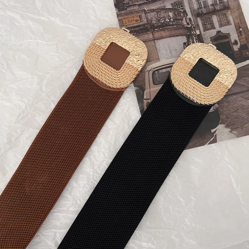 Fashion Women Wide Waistband For Coat Dress Decorative Girdles Strap Metal Buckle Belt Female Body Slimming Cummerbund Corset 벨트