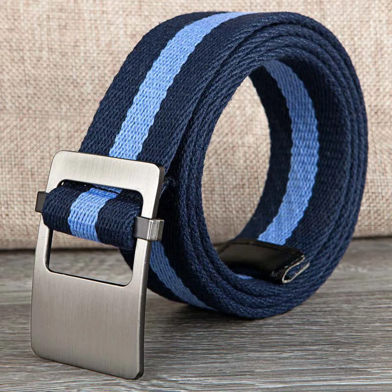 Canvas belt fashion stripe canvas Alloy buckle Men belt trend casual Men and Women sport cowboy pants belt 110-140cm