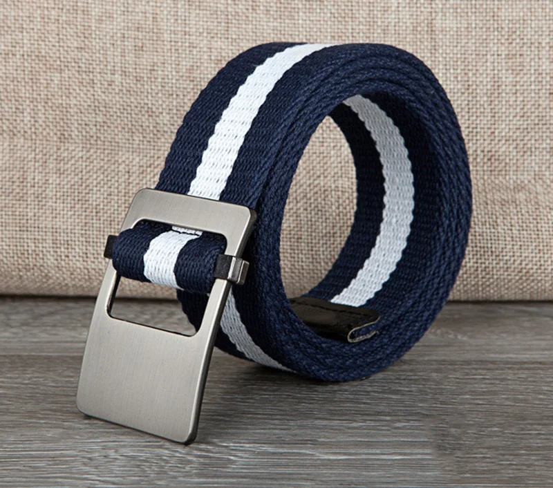 Canvas belt fashion stripe canvas Alloy buckle Men belt trend casual Men and Women sport cowboy pants belt 110-140cm