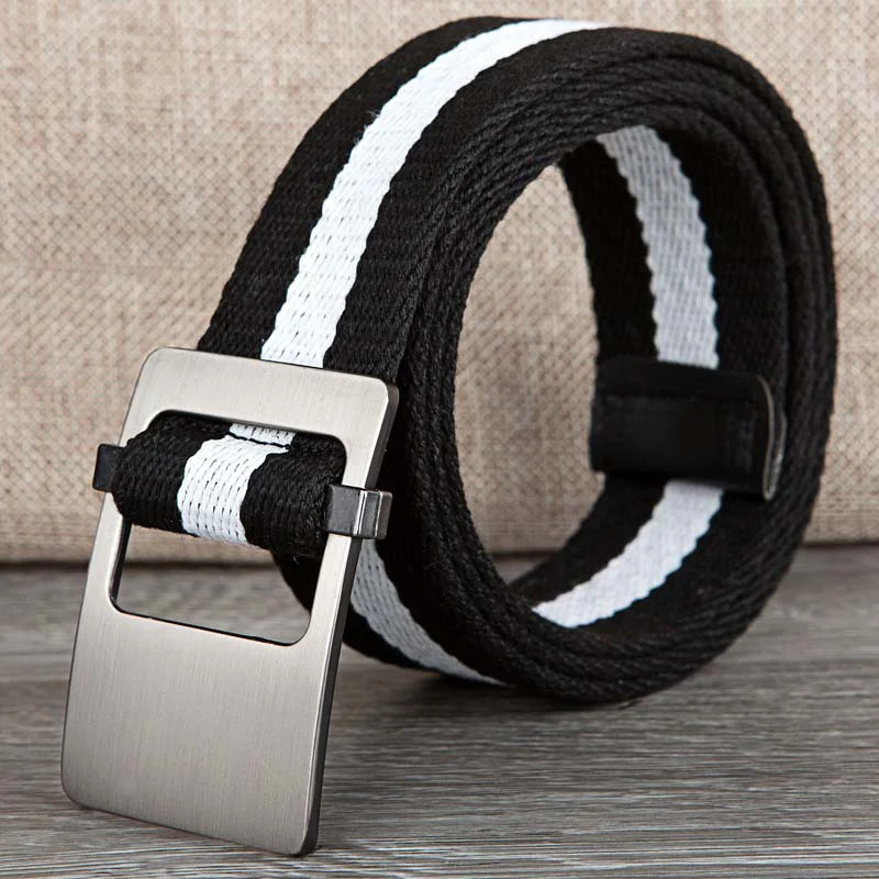 Canvas belt fashion stripe canvas Alloy buckle Men belt trend casual Men and Women sport cowboy pants belt 110-140cm