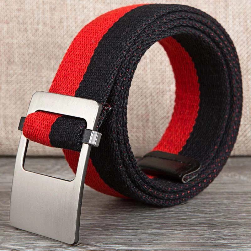 Canvas belt fashion stripe canvas Alloy buckle Men belt trend casual Men and Women sport cowboy pants belt 110-140cm