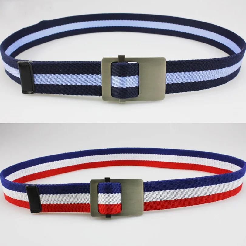 Canvas belt fashion stripe canvas Alloy buckle Men belt trend casual Men and Women sport cowboy pants belt 110-140cm