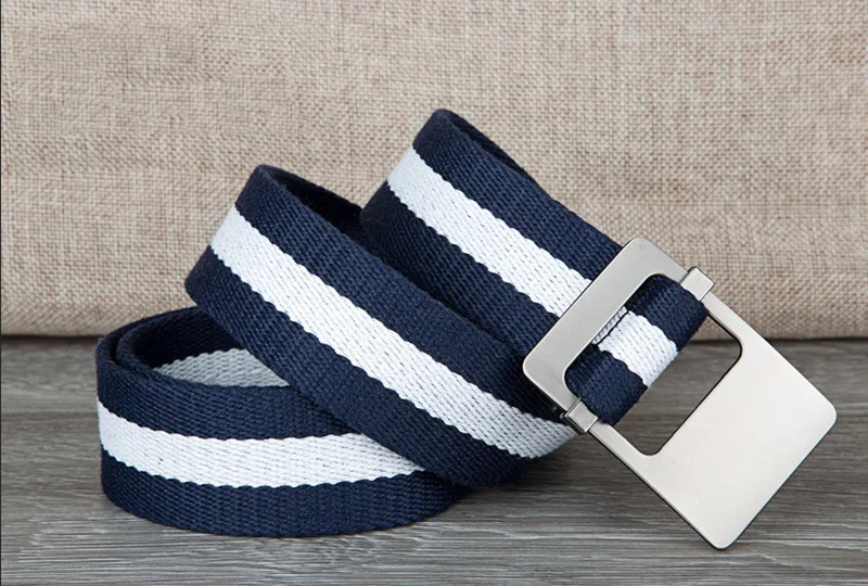Canvas belt fashion stripe canvas Alloy buckle Men belt trend casual Men and Women sport cowboy pants belt 110-140cm