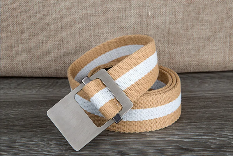 Canvas belt fashion stripe canvas Alloy buckle Men belt trend casual Men and Women sport cowboy pants belt 110-140cm