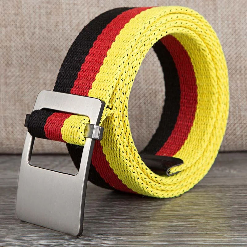 Canvas belt fashion stripe canvas Alloy buckle Men belt trend casual Men and Women sport cowboy pants belt 110-140cm