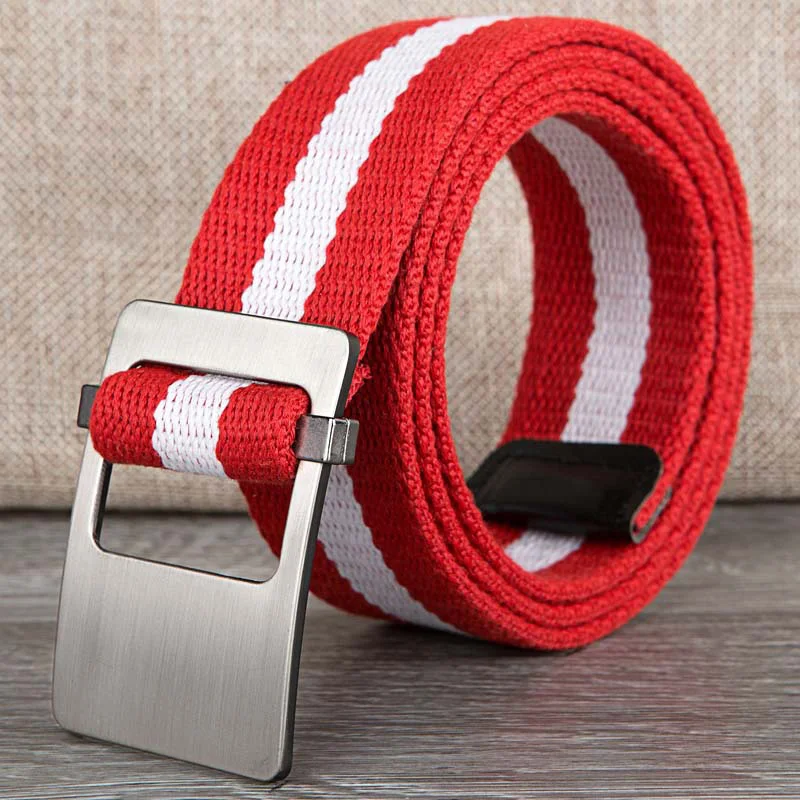 Canvas belt fashion stripe canvas Alloy buckle Men belt trend casual Men and Women sport cowboy pants belt 110-140cm