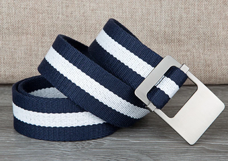 Canvas belt fashion stripe canvas Alloy buckle Men belt trend casual Men and Women sport cowboy pants belt 110-140cm