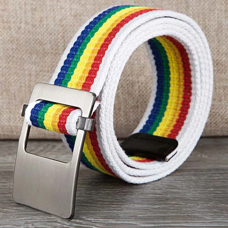 Canvas belt fashion stripe canvas Alloy buckle Men belt trend casual Men and Women sport cowboy pants belt 110-140cm