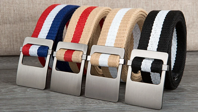 Canvas belt fashion stripe canvas Alloy buckle Men belt trend casual Men and Women sport cowboy pants belt 110-140cm