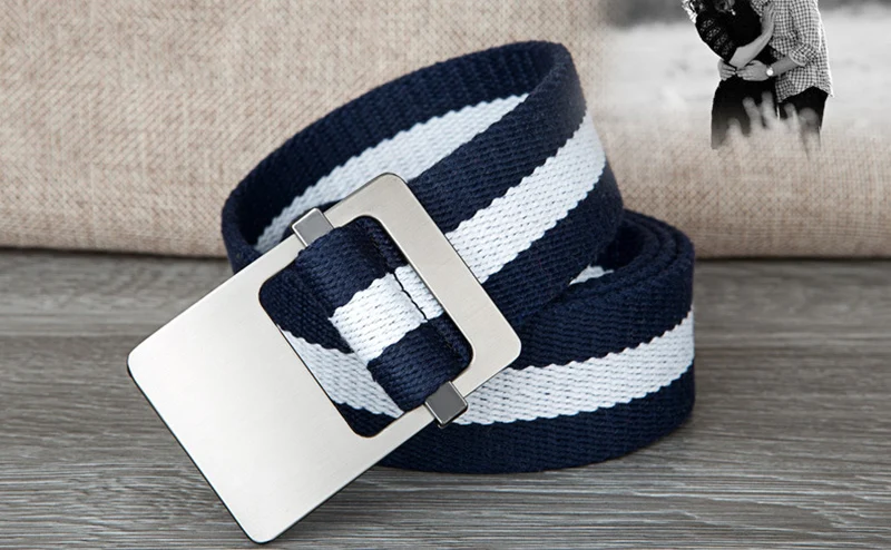 Canvas belt fashion stripe canvas Alloy buckle Men belt trend casual Men and Women sport cowboy pants belt 110-140cm