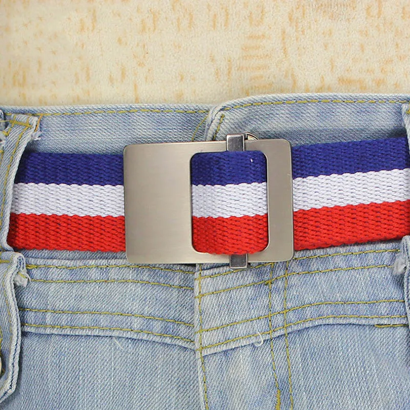 Canvas belt fashion stripe canvas Alloy buckle Men belt trend casual Men and Women sport cowboy pants belt 110-140cm