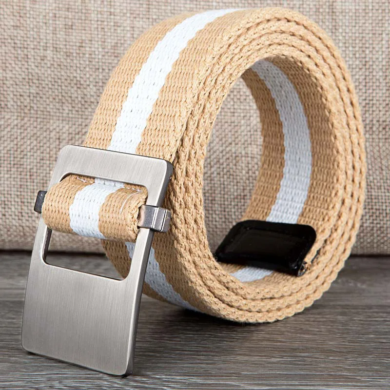 Canvas belt fashion stripe canvas Alloy buckle Men belt trend casual Men and Women sport cowboy pants belt 110-140cm