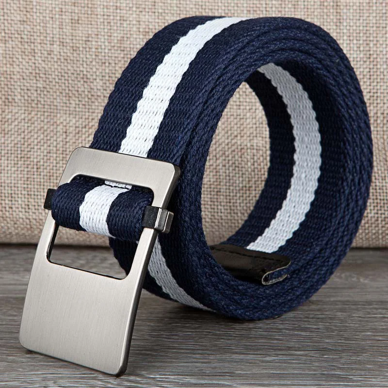 Canvas belt fashion stripe canvas Alloy buckle Men belt trend casual Men and Women sport cowboy pants belt 110-140cm