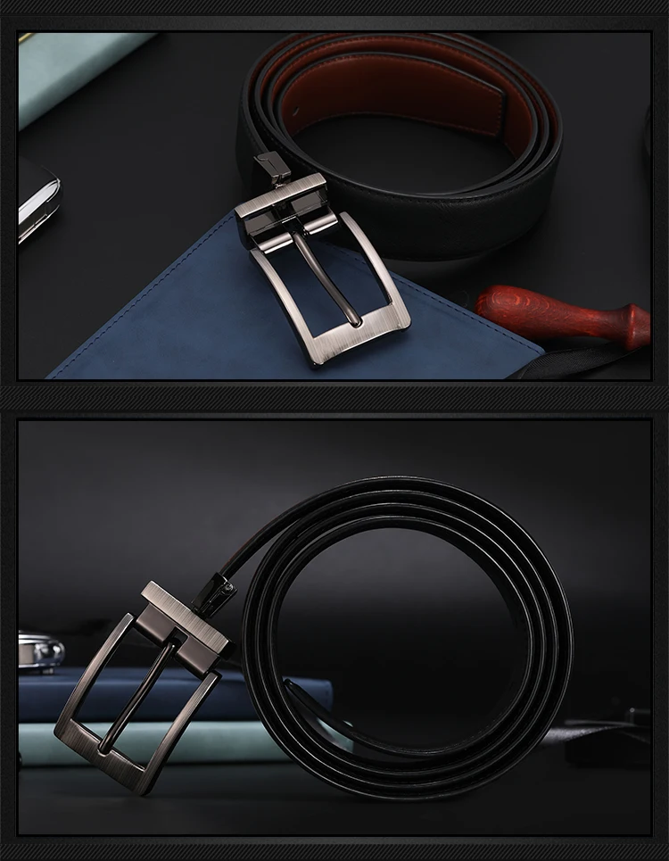 Men Belts Reversible Buckle Leather Brand Luxury Business Fashion Belts for Men Two Sides Color Black Brown StrapHQ117