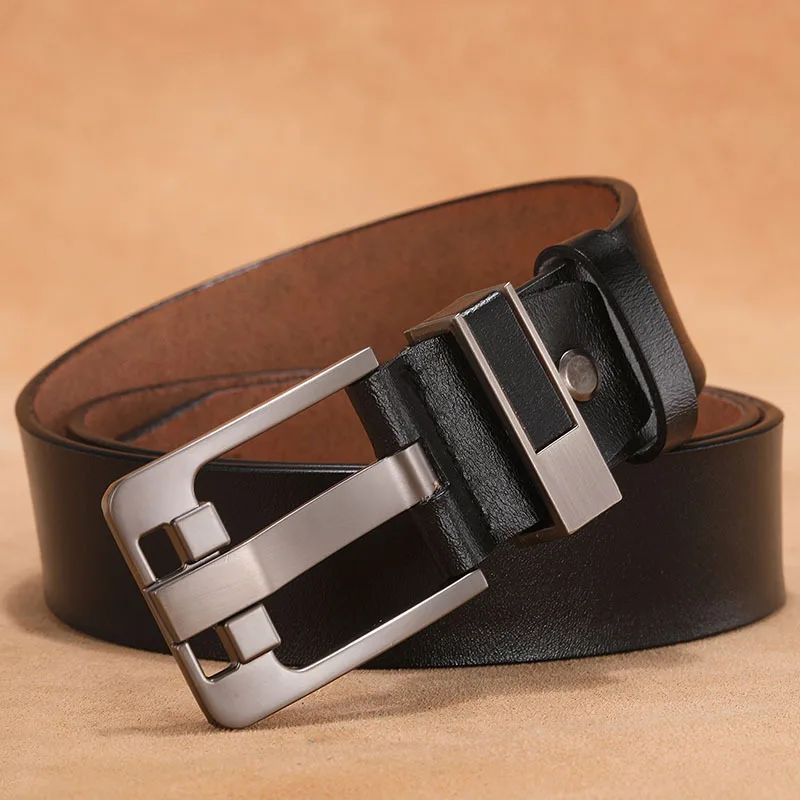2023 Letter Pin Buckle Cow Genuine Leather Mens Belt for Men Male Vintage Jeans Cowskin Belts 100 110 120 130 140 150cm Belts