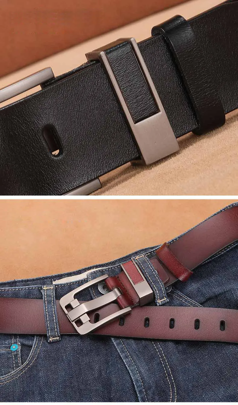 2023 Letter Pin Buckle Cow Genuine Leather Mens Belt for Men Male Vintage Jeans Cowskin Belts 100 110 120 130 140 150cm Belts