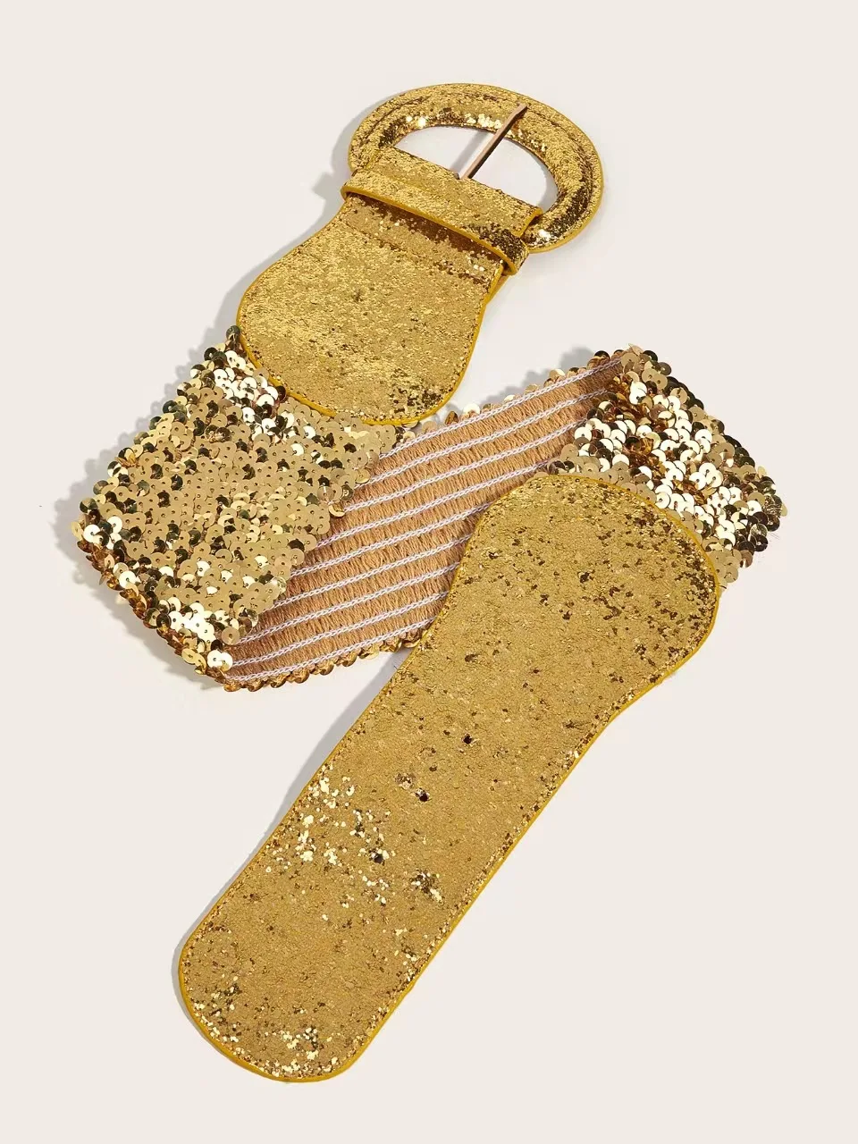 8x77cm Gold Silver Black Women Wide Sequin Belt Female Waistband For Girl Party Club Coat Dress Sweater Punk Gothic Decorative
