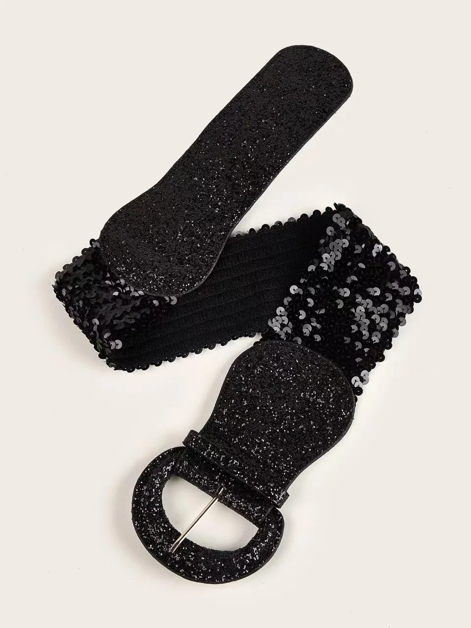 8x77cm Gold Silver Black Women Wide Sequin Belt Female Waistband For Girl Party Club Coat Dress Sweater Punk Gothic Decorative