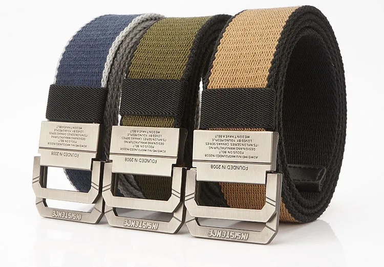 High Quality Canvas Belt Men Women Alloy Buckle Fashion Casual Belt Streetwear Knitting Belt AE201