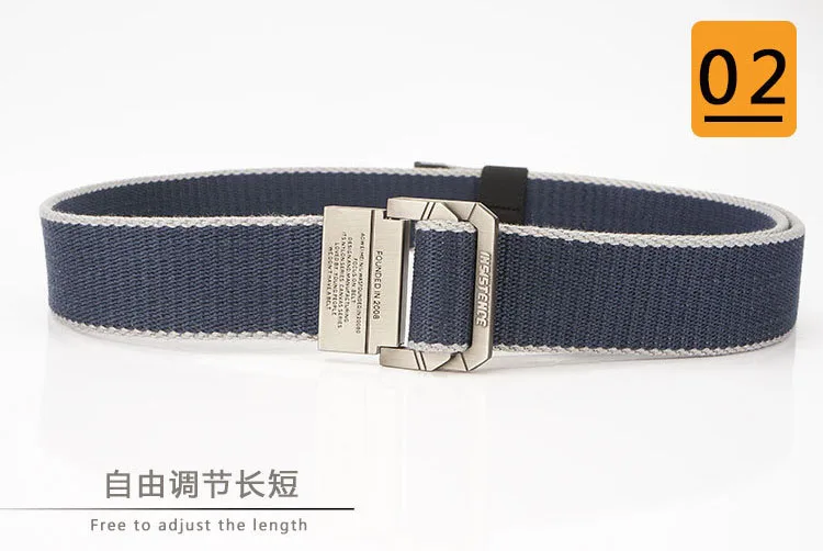 High Quality Canvas Belt Men Women Alloy Buckle Fashion Casual Belt Streetwear Knitting Belt AE201