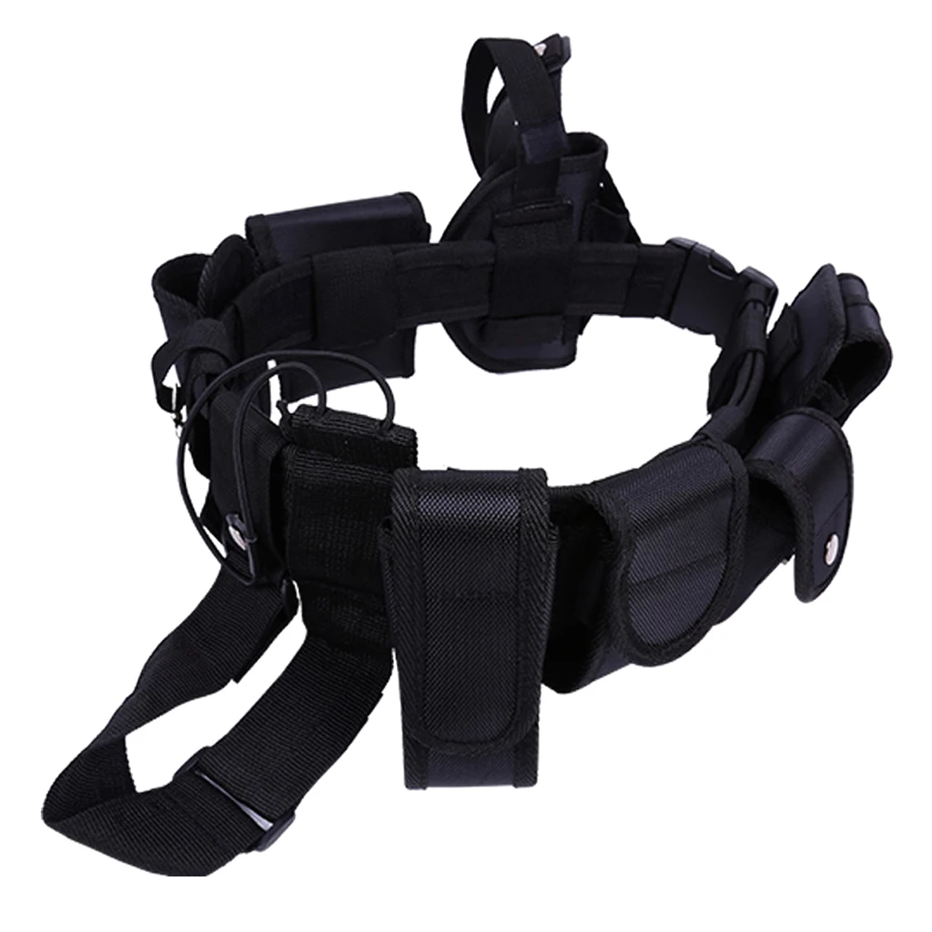 Police Guard Tactical Belt Buckles Black 9 Pouches Utility Security System
