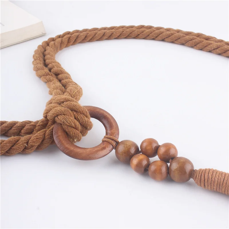 Woven Waistband Women Waist Belt Hemp Rope Vintage Round Buckle Jeans Corset Belt Hip High Dress Waistband Appreal Accessories