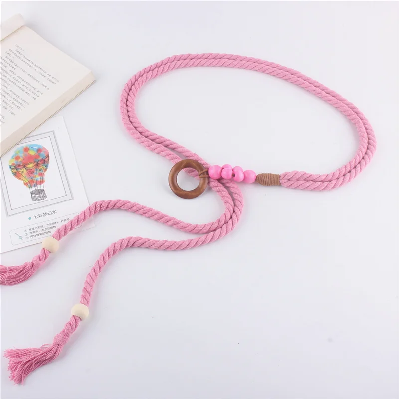 Woven Waistband Women Waist Belt Hemp Rope Vintage Round Buckle Jeans Corset Belt Hip High Dress Waistband Appreal Accessories