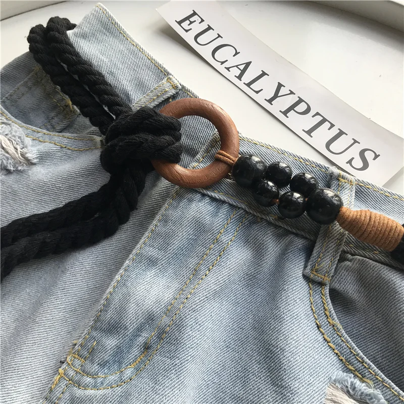 Woven Waistband Women Waist Belt Hemp Rope Vintage Round Buckle Jeans Corset Belt Hip High Dress Waistband Appreal Accessories