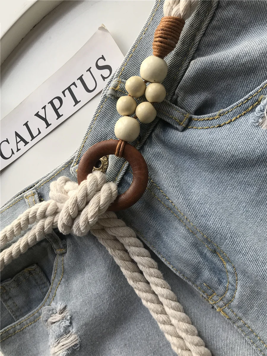 Woven Waistband Women Waist Belt Hemp Rope Vintage Round Buckle Jeans Corset Belt Hip High Dress Waistband Appreal Accessories