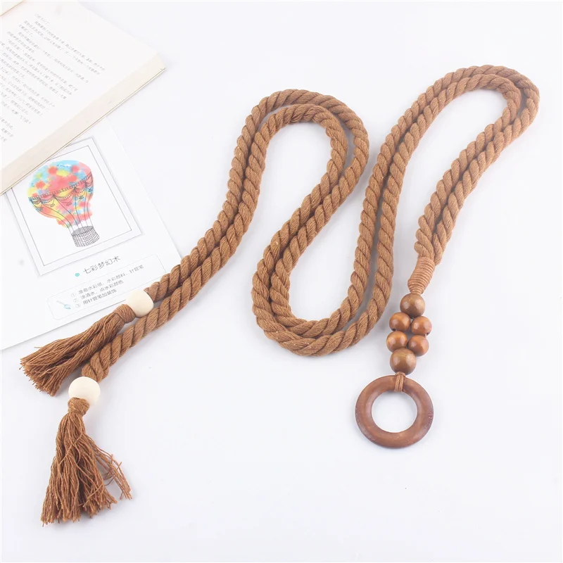 Woven Waistband Women Waist Belt Hemp Rope Vintage Round Buckle Jeans Corset Belt Hip High Dress Waistband Appreal Accessories