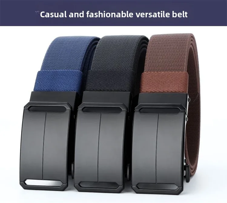 Metal Buckle Tactical Belt Men's Canvas Stretch Military Belt Casual Golf Outdoor Training Hunting Pants Automatic Waist Belt