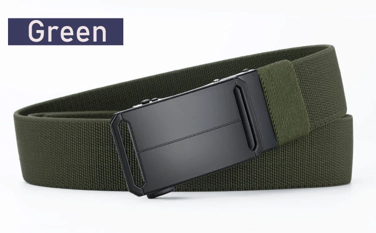 Metal Buckle Tactical Belt Men's Canvas Stretch Military Belt Casual Golf Outdoor Training Hunting Pants Automatic Waist Belt