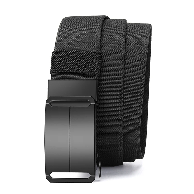 Metal Buckle Tactical Belt Men's Canvas Stretch Military Belt Casual Golf Outdoor Training Hunting Pants Automatic Waist Belt