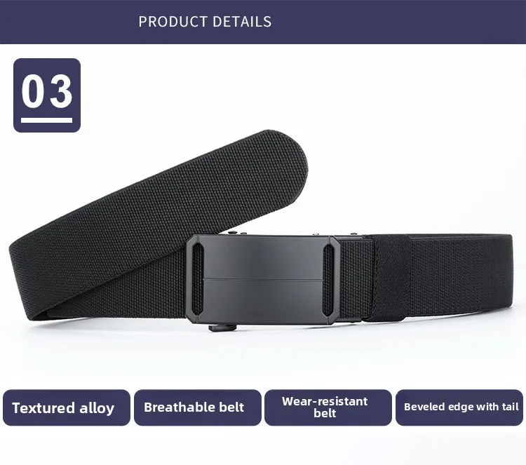 Metal Buckle Tactical Belt Men's Canvas Stretch Military Belt Casual Golf Outdoor Training Hunting Pants Automatic Waist Belt