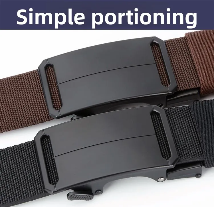 Metal Buckle Tactical Belt Men's Canvas Stretch Military Belt Casual Golf Outdoor Training Hunting Pants Automatic Waist Belt