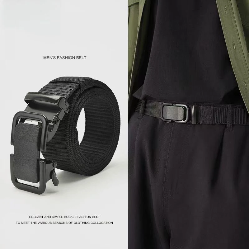 New Metal Buckle Tactical Belt Men's Nylon Braided Military Belt Canvas Casual Golf Outdoor Training Workwear Pants Waist Belt