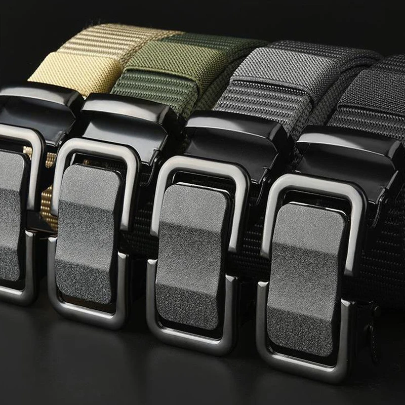 New Metal Buckle Tactical Belt Men's Nylon Braided Military Belt Canvas Casual Golf Outdoor Training Workwear Pants Waist Belt