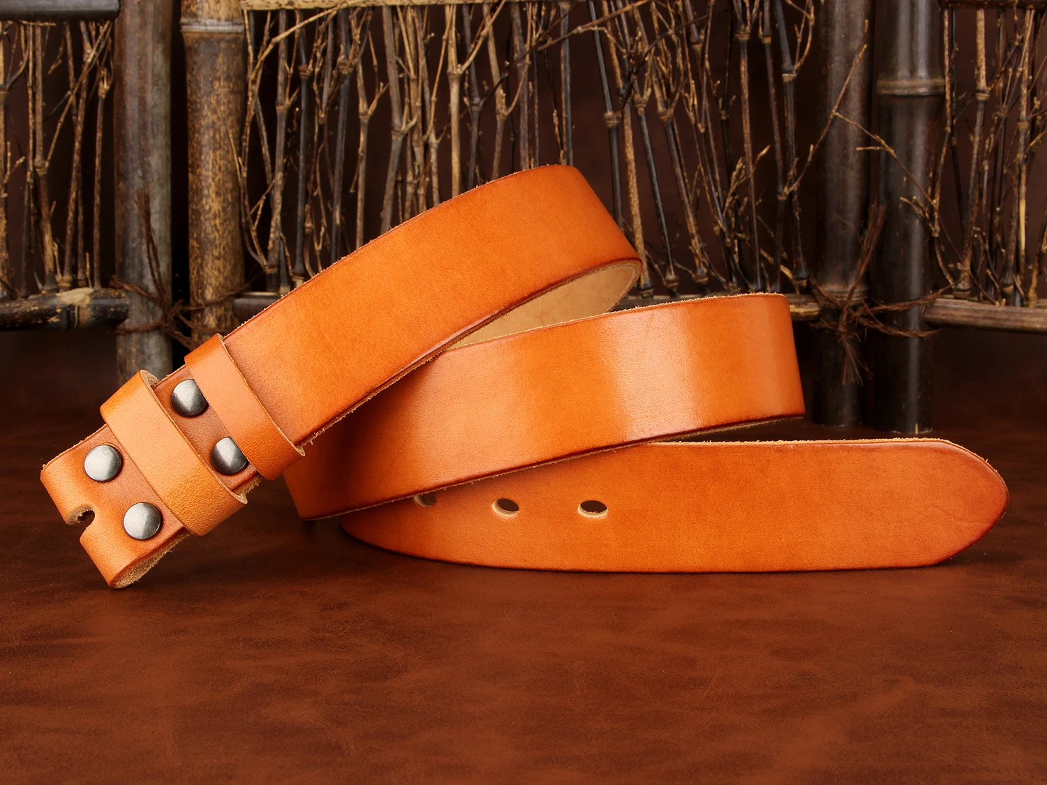 Sogefimen Men's Belt Without Buckle Full Grain Leather Belts for Men Cowskin Jeans Brown Black 38mm Wide Belt 30''-42'' Waist