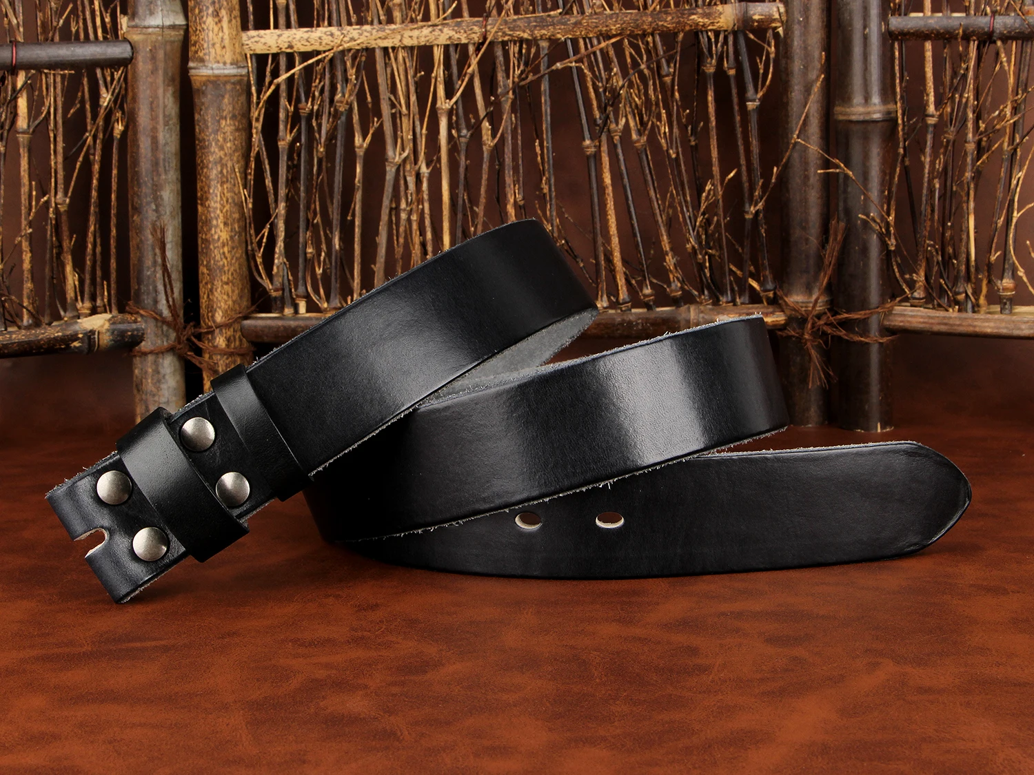 Sogefimen Men's Belt Without Buckle Full Grain Leather Belts for Men Cowskin Jeans Brown Black 38mm Wide Belt 30''-42'' Waist