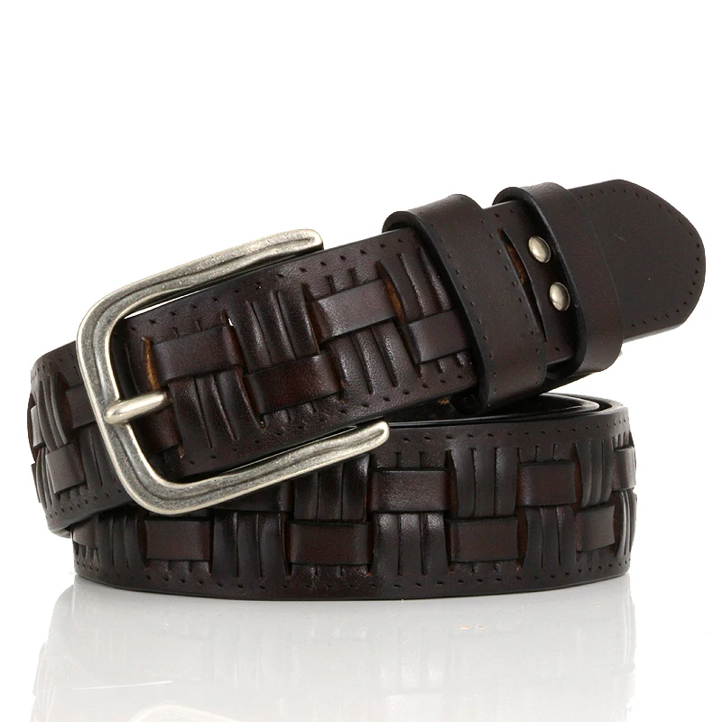 Genuine leather braided belt man Fashion male belts luxury design waist strap male Quality first layer cow skin belt for jeans