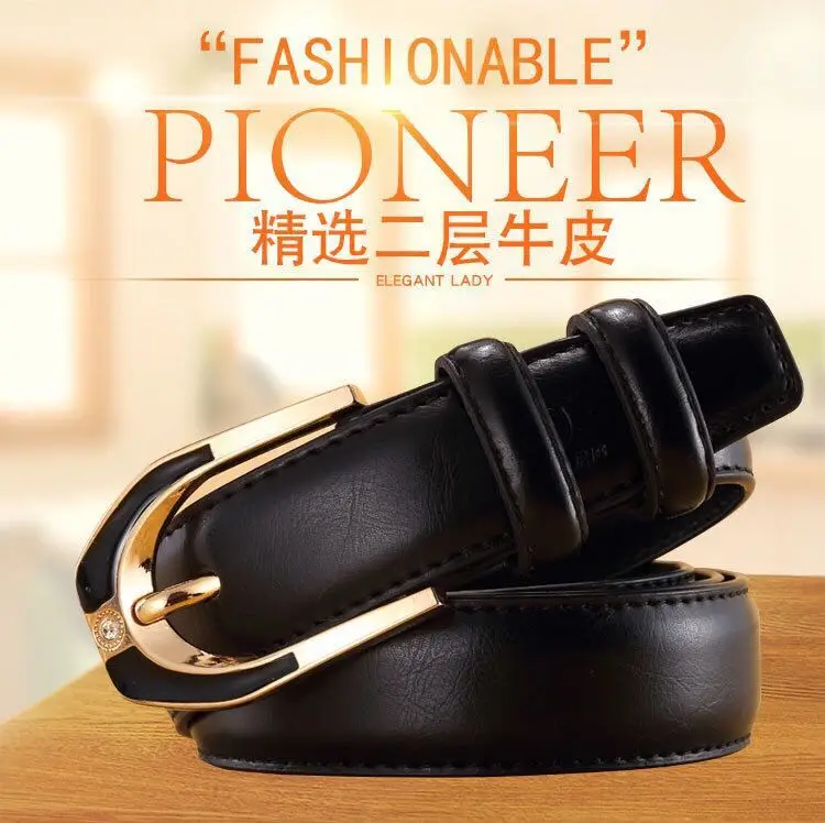 Luxury Women's Leather Buckle Belt, Simple and Fashionable Women's 3.0CM Jeans Belt, Candy Color Adjustable for Shortening
