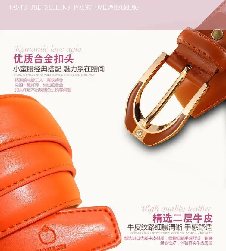 Luxury Women's Leather Buckle Belt, Simple and Fashionable Women's 3.0CM Jeans Belt, Candy Color Adjustable for Shortening