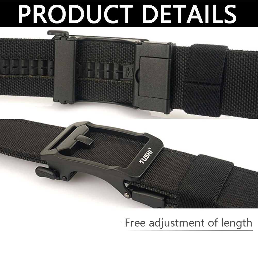 TUSHI New Military Gun Belt for Men Nylon Metal Automatic Buckle Police Duty Belt Tactical Outdoor Girdle IPSC Accessories