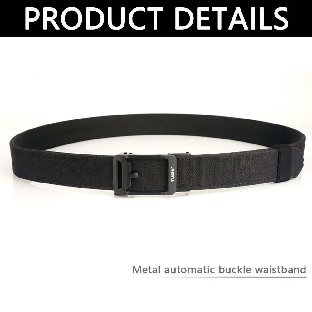 TUSHI New Military Gun Belt for Men Nylon Metal Automatic Buckle Police Duty Belt Tactical Outdoor Girdle IPSC Accessories