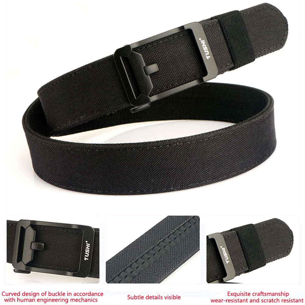 TUSHI New Military Gun Belt for Men Nylon Metal Automatic Buckle Police Duty Belt Tactical Outdoor Girdle IPSC Accessories