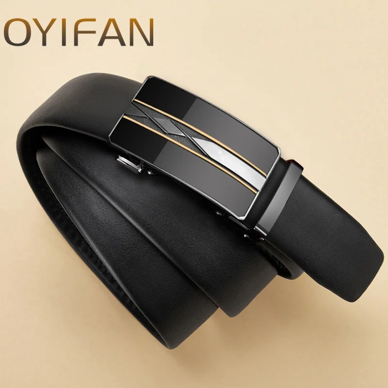 OYIFAN belt for men Business Men Genuine Leather Luxury Cowhide Men Belts Girdle Man Automatic belts Ratchet belt