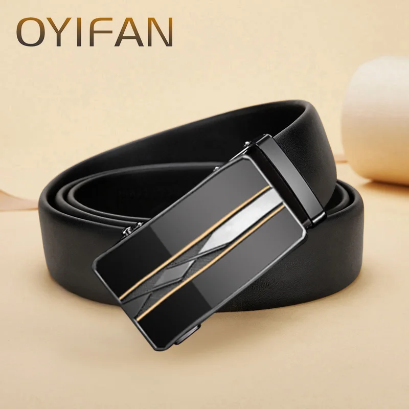 OYIFAN belt for men Business Men Genuine Leather Luxury Cowhide Men Belts Girdle Man Automatic belts Ratchet belt