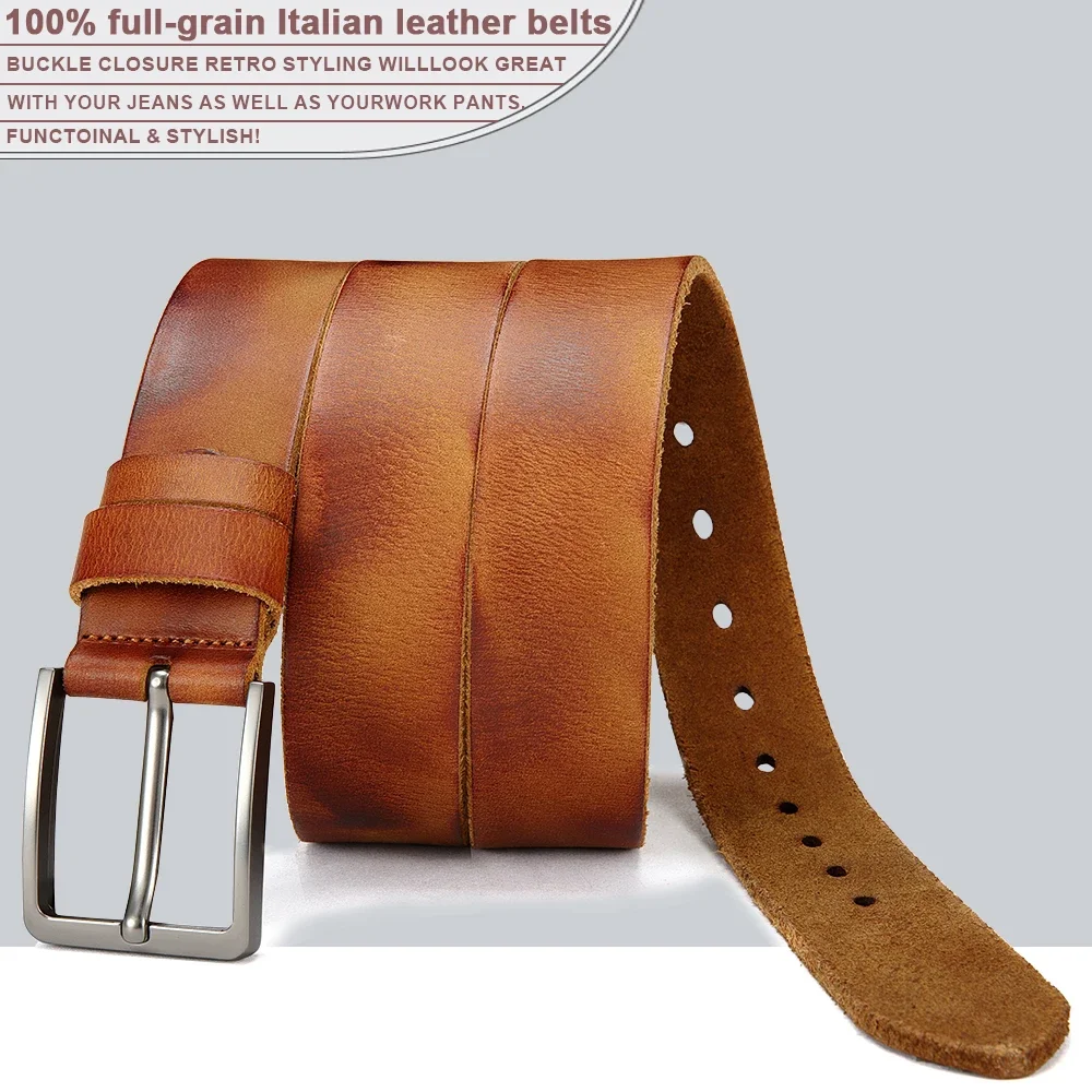 CHAOREN Genuine Leather For Men's High Quality Buckle Jeans Cowskin Casual Belts Business Cowboy Waistband Male Fashion Designer