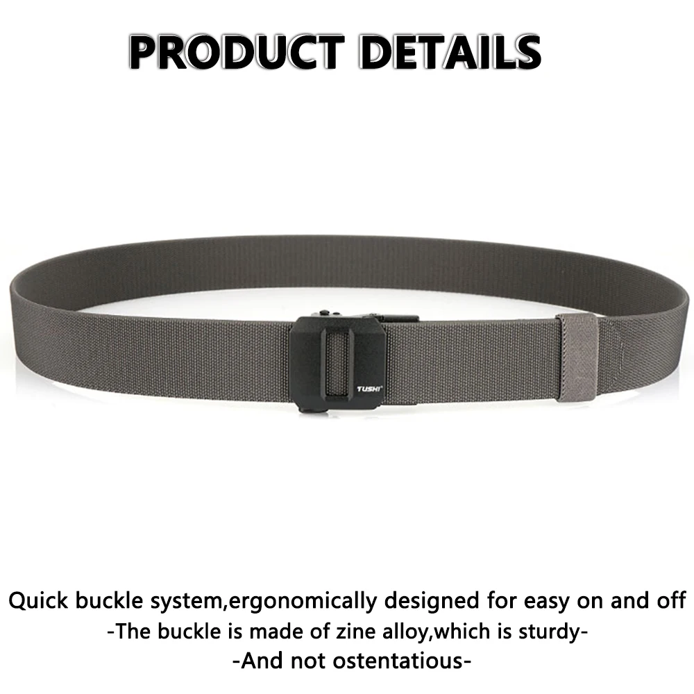 TUSHI New Golf Sports Elastic Belt Tactical Belt Metal Automatic Buckle Stretch Nylon Men Military Belt 120-150CM Big Size Belts