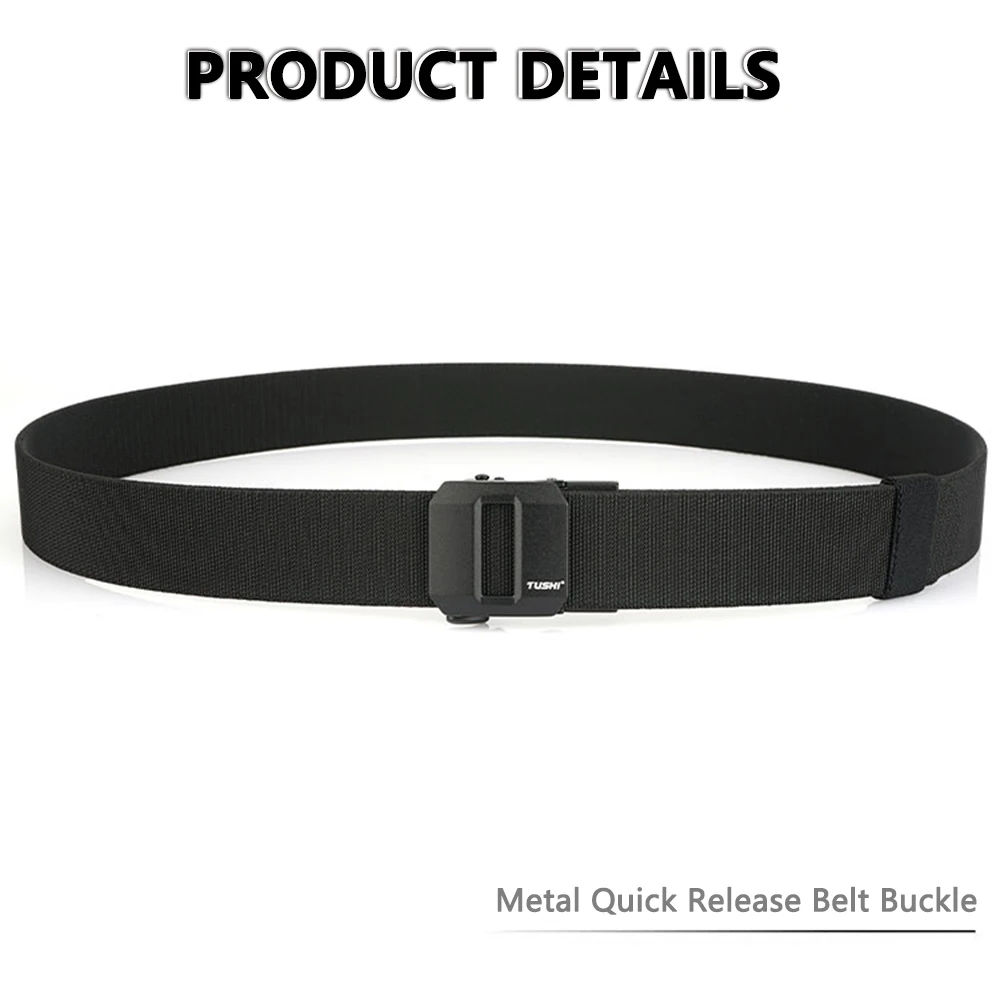 TUSHI New Golf Sports Elastic Belt Tactical Belt Metal Automatic Buckle Stretch Nylon Men Military Belt 120-150CM Big Size Belts
